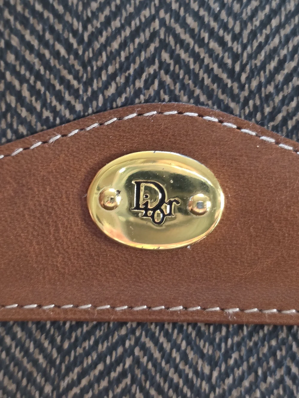Christian Dior Vintage Trotter Herringbone Wallet & Checkbook Cover Set